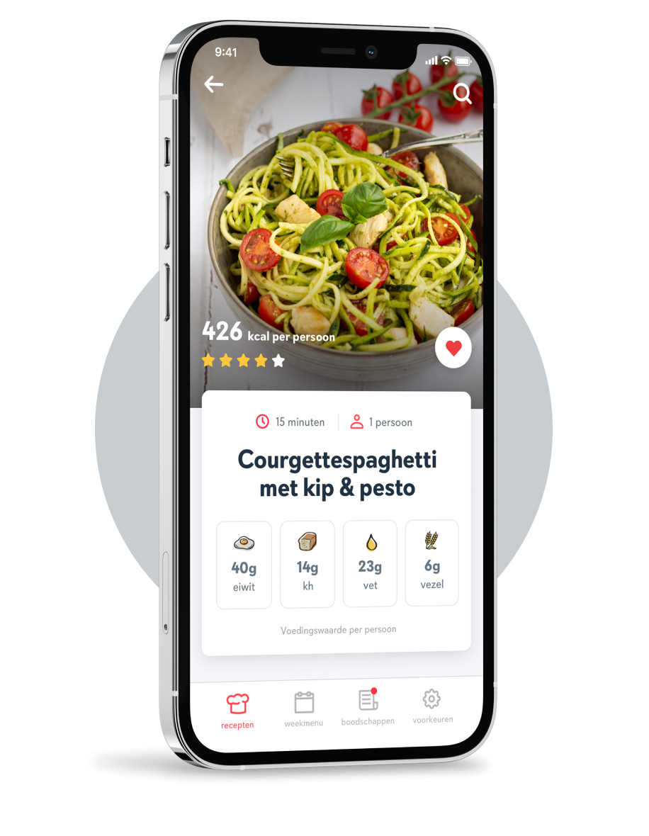 Telefoon met FitChef app