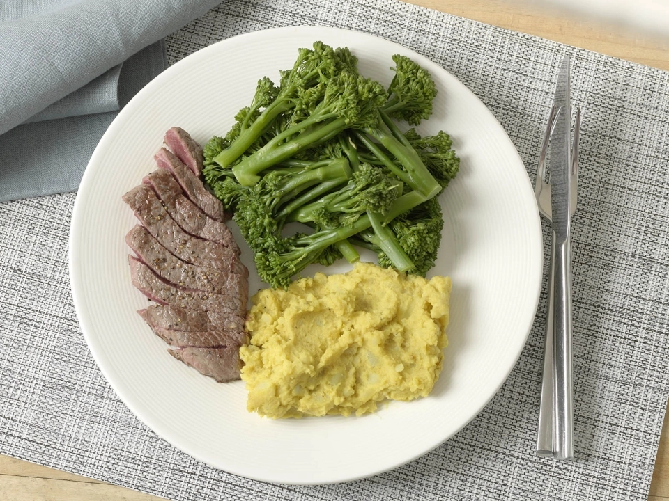 Biefstuk met kerriepuree