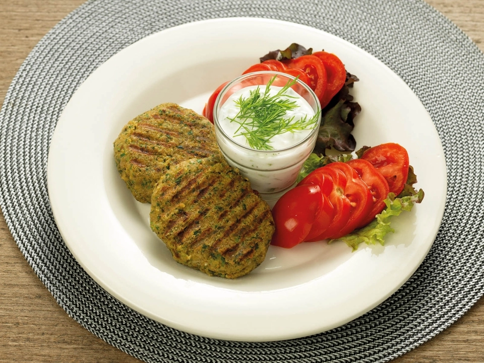 Kikkererwtenburger met tzatziki