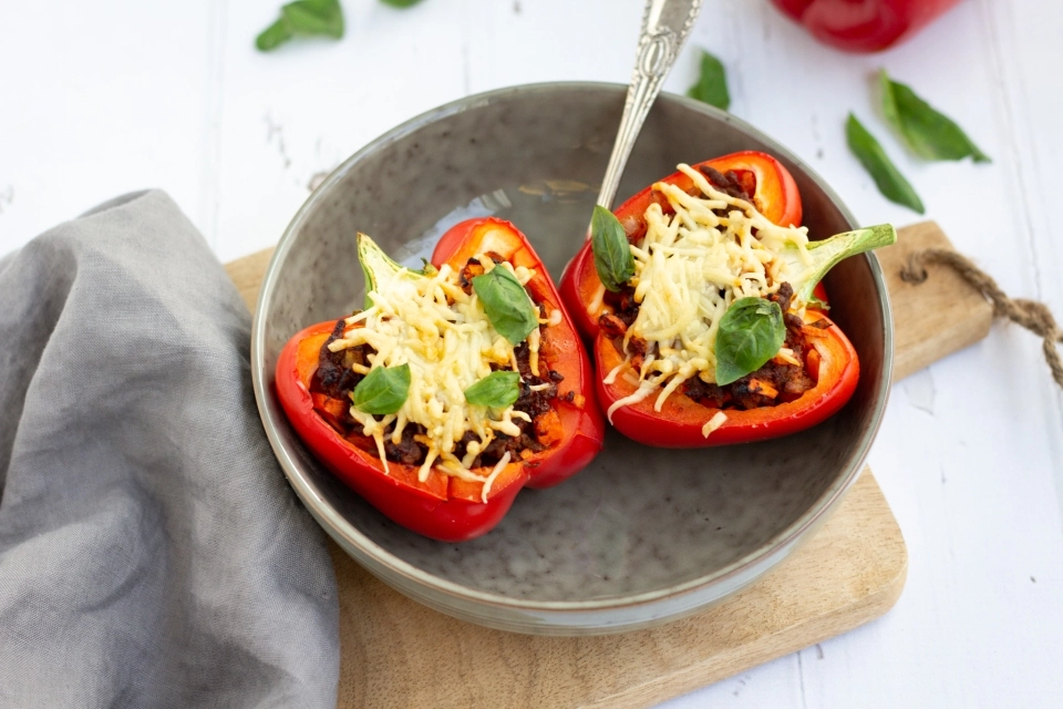 Paprika met gehakt uit de oven