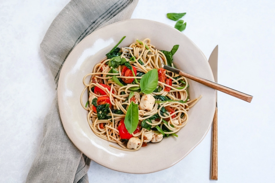 Spaghetti met kip & spinazie