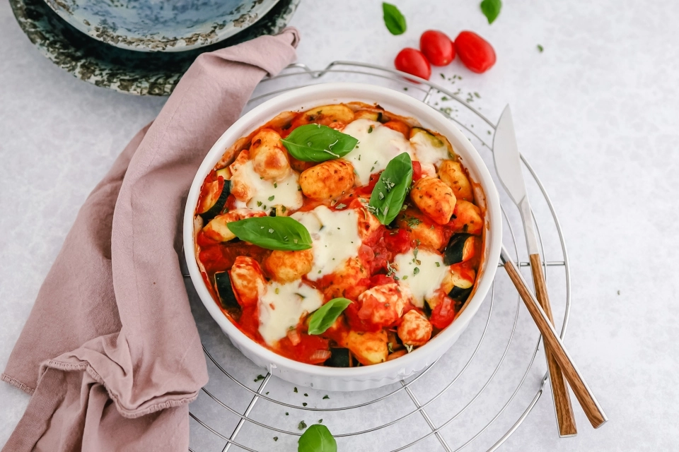 Gnocchi ovenschotel met kip & mozzarella