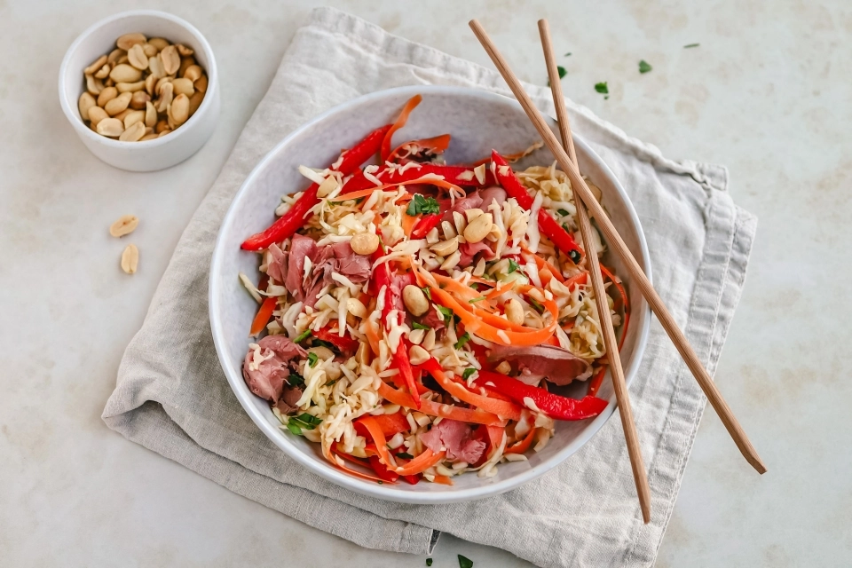 Spitskool salade met rosbief