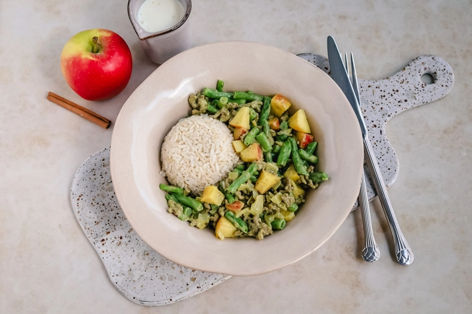 Romige gehaktschotel met appel & sperziebonen