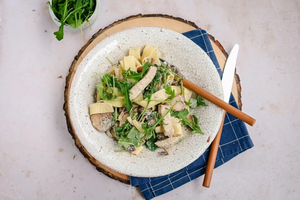 Pappardelle met mosterdsaus & varkensfiletreepjes