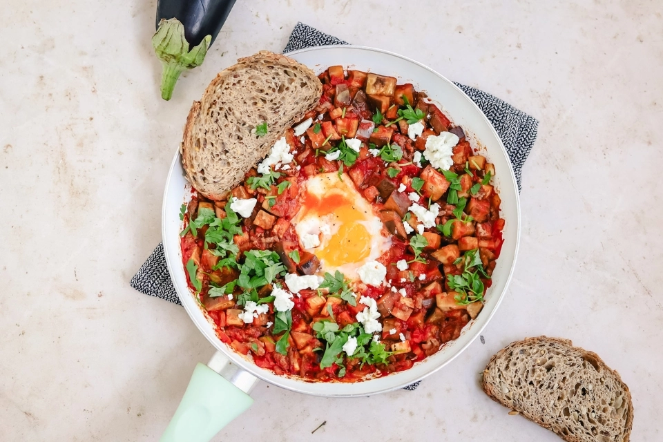 Shakshuka met gehakt & aubergine