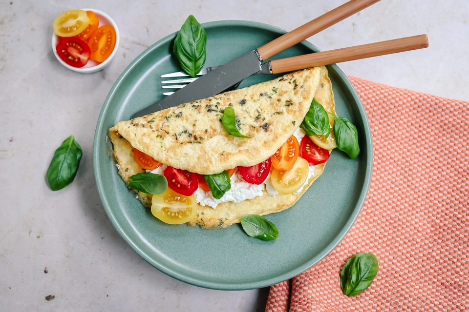 Omelet met cottage cheese & tomaatjes