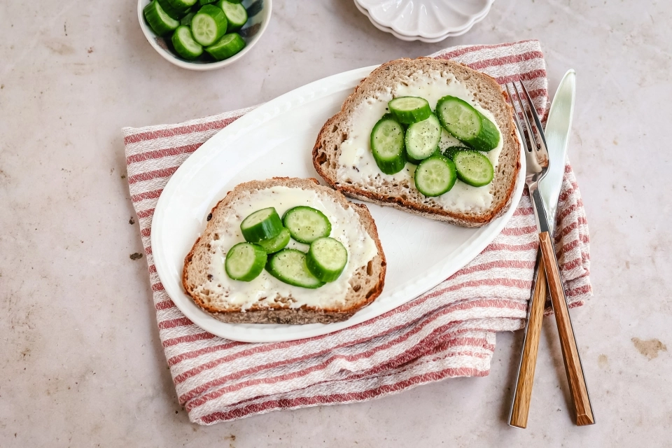 Brood met smeerkaas & komkommer