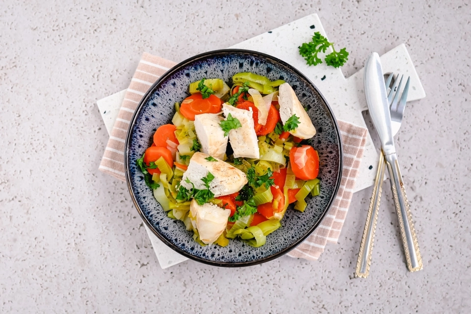 Makkelijke kip met prei & wortel