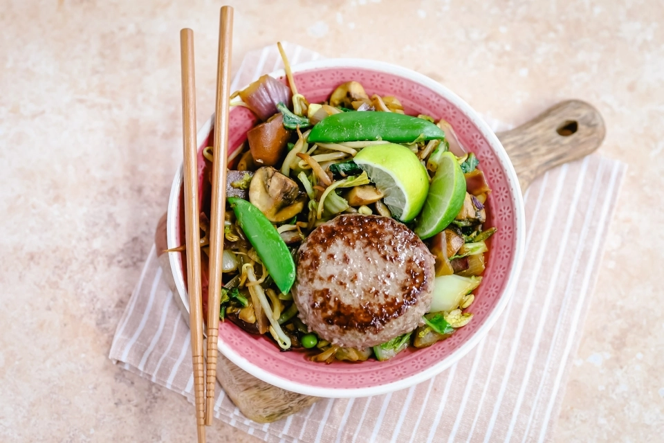 Wokgroenten met champignons & tartaar