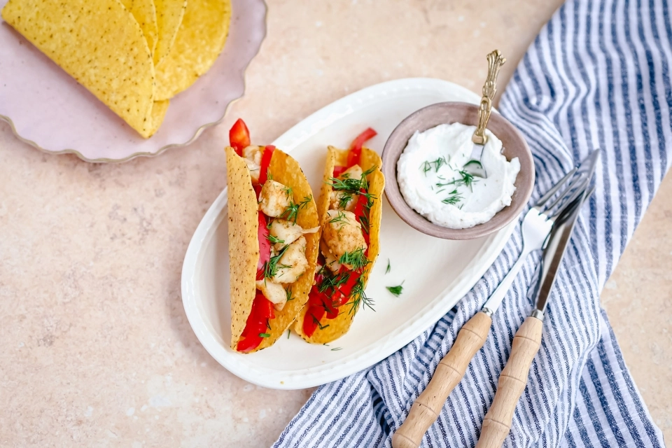 Taco's met pangasiusfilet & paprikareepjes
