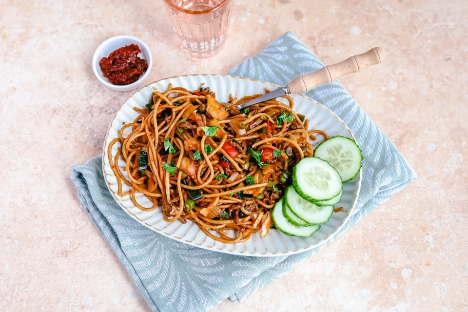 Bami met gehakt & wokgroenten