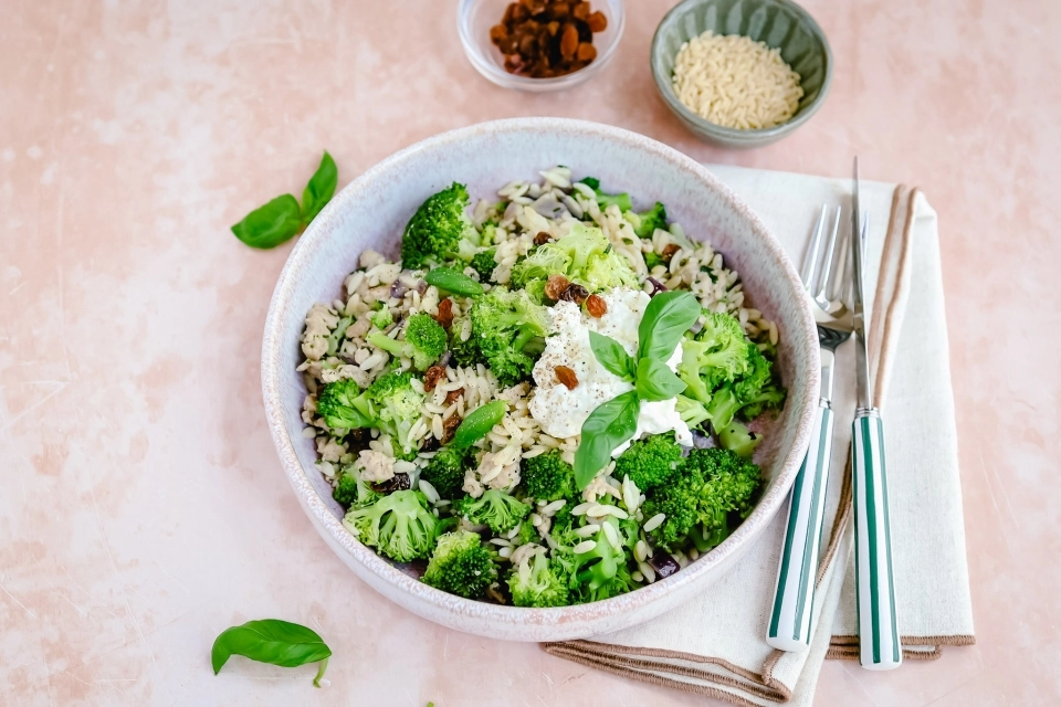 Orzo met kipgehakt & broccoli