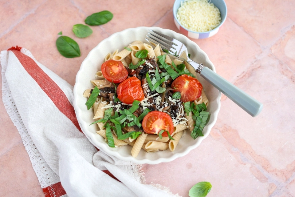 Penne met portobello & tomaat
