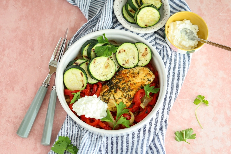 Kruidige kip met cottage cheese