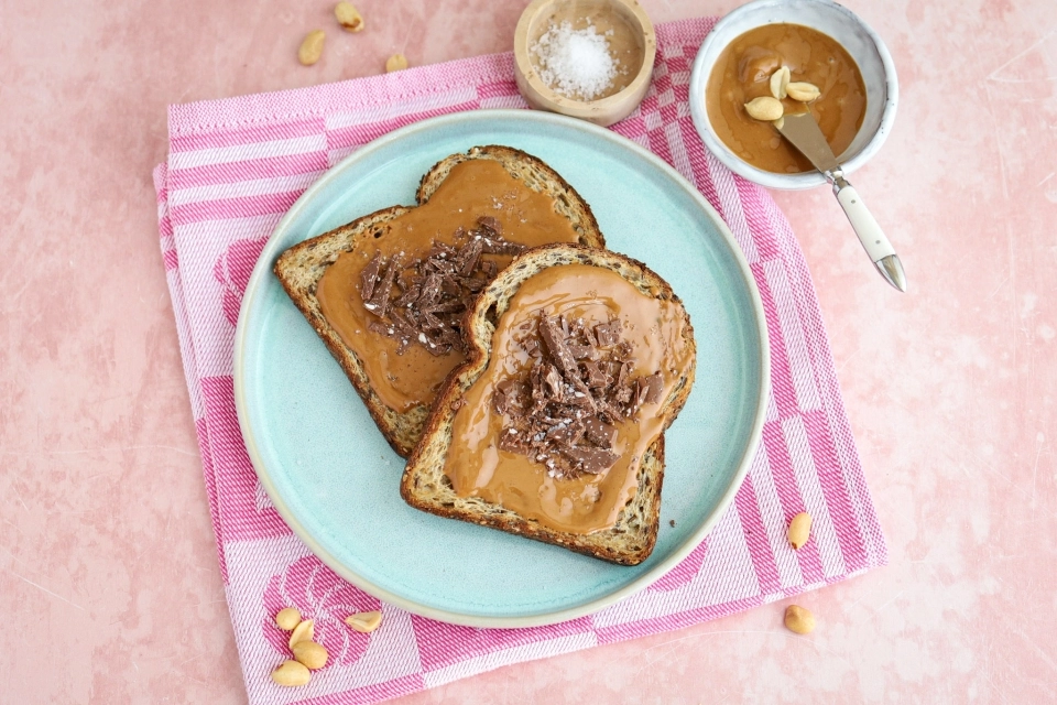 Brood met pindakaas & pure chocolade